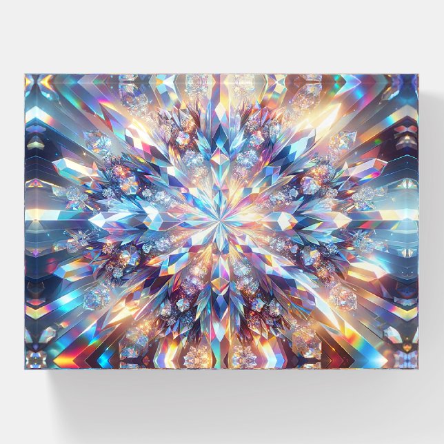Bold and Bright Holographic Crystal  Paperweight (Front)