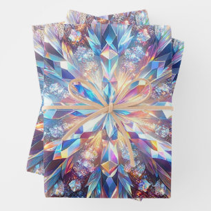 Bold and Bright Holographic Crystal  Wrapping Paper Sheets