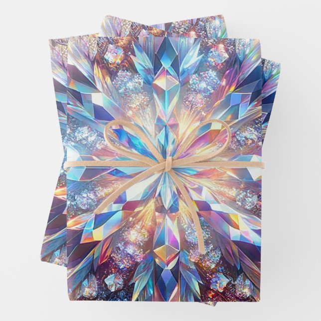 Bold and Bright Holographic Crystal  Wrapping Paper Sheets (In situ)