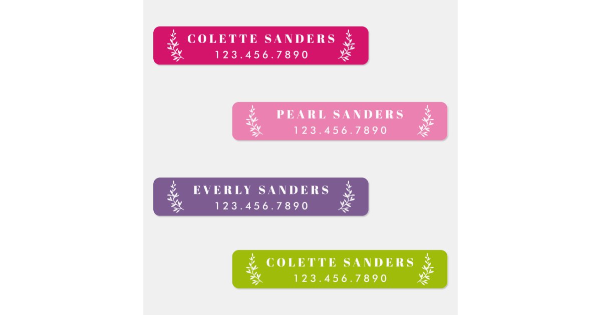 Bold and Bright Iron On Name Labels Zazzle