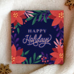 Bold and Bright Poinsettia Flowers Christmas Holiday Card<br><div class="desc">A bold Christmas greeting card designed for small businesses. This holiday greeting card features the words "happy holidays" in the center of the card, surrounded by poinsettia flowers and leaves. Holidays is written in a script font with lots of swashes. This stunning holiday card will make a statement and grab...</div>