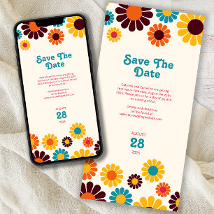 Bold and Bright Retro Color Daisy Save The Date