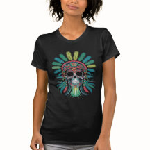 Bold and Bright Tribal Skull Art with Rainbow