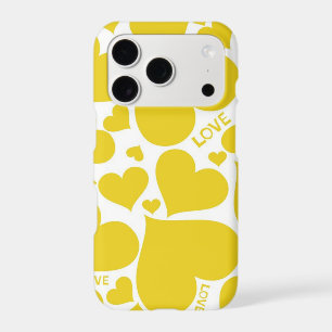 Bold and Bright Yellow Hearts of Love iPhone 17 Pro Case