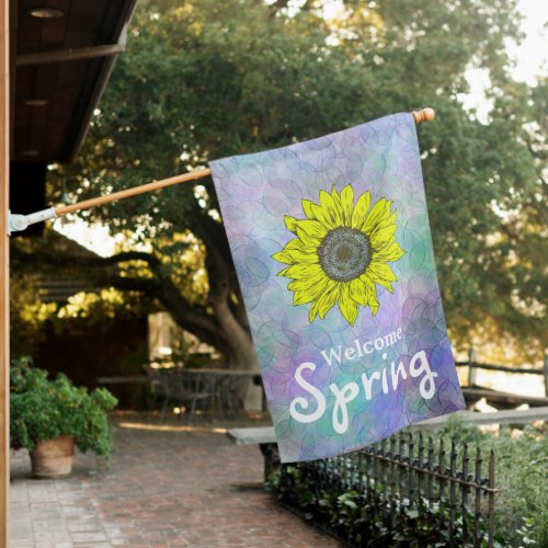 Bold and Bright Yellow Sunflower Welcome Spring House Flag