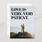Bold and Cheeky Typographic Postponed Wedding Announcement Postcard (Front/Back)