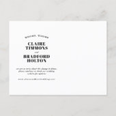 Bold and Cheeky Typographic Postponed Wedding Announcement Postcard (Back)