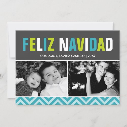 Bold and Colorful Feliz Navidad Photo Holiday Card