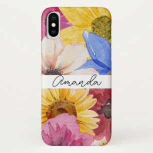 Bold and Colorful Floral Name iPhone X Case