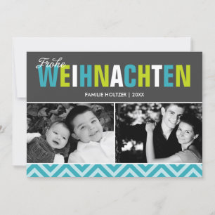 Bold and Colorful Frohe Weihnachten Photo Holiday Card