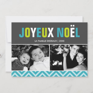Bold and Colorful Joyeux Noël Photo Holiday Card