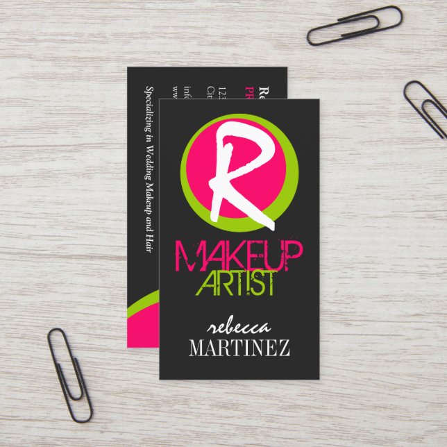 Bold and Colorful Monogra Business Card (Front/Back In Situ)