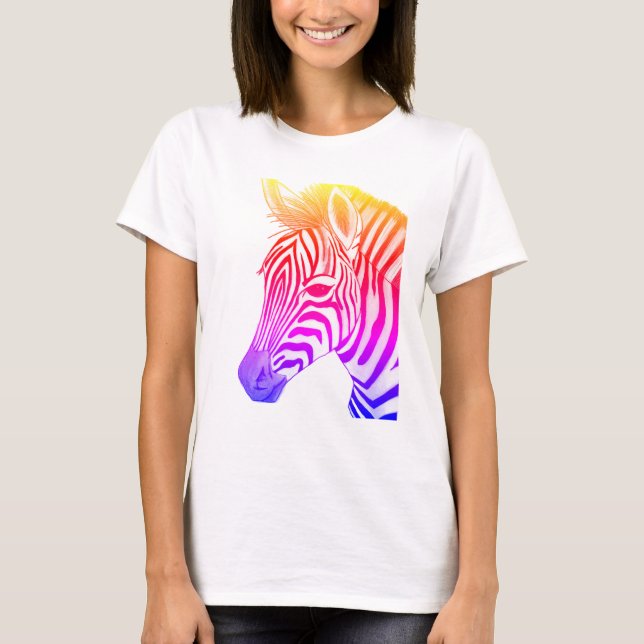 Bold and colourful zebra drawing T-Shirt (Front)