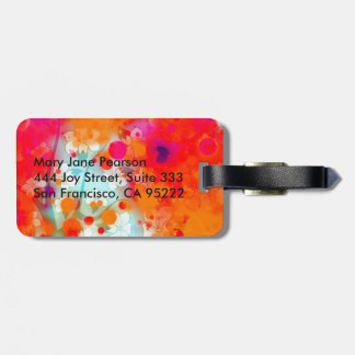 Bold and Cool Orange Teal Dreamy Floral Abstract Luggage Tag