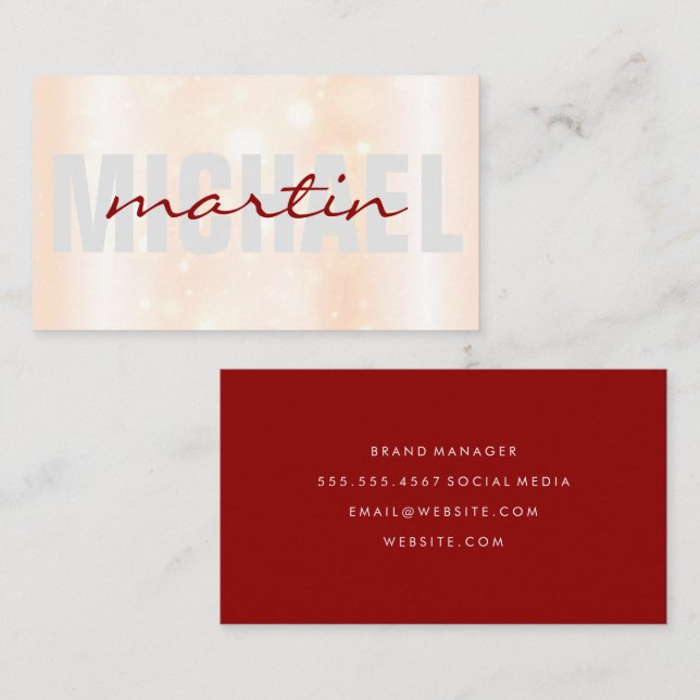 Bold and Cursive | Sparkle Background Business Card (Front/Back)