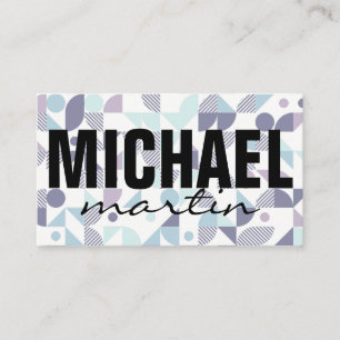 Bold and Cursive Text Geometric Patterns Business Card