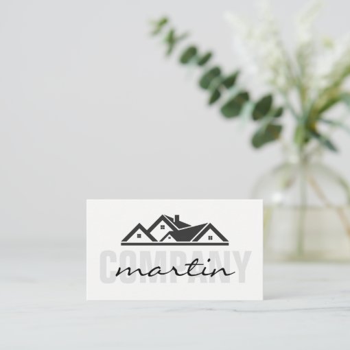Bold and Cursive Text Real Estate Icon Business Card Zazzle