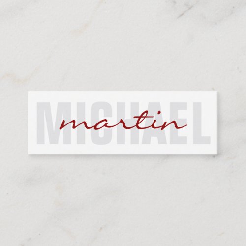 Bold and Cursive Text red Mini Business Card