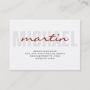 Bold and Cursive Text (red) stripes Business Card