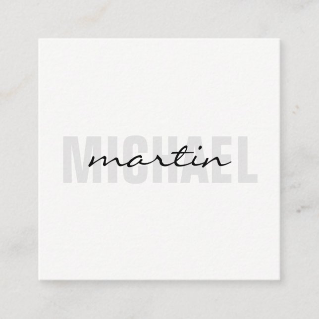 Bold and Cursive Text Square Business Card (Front)