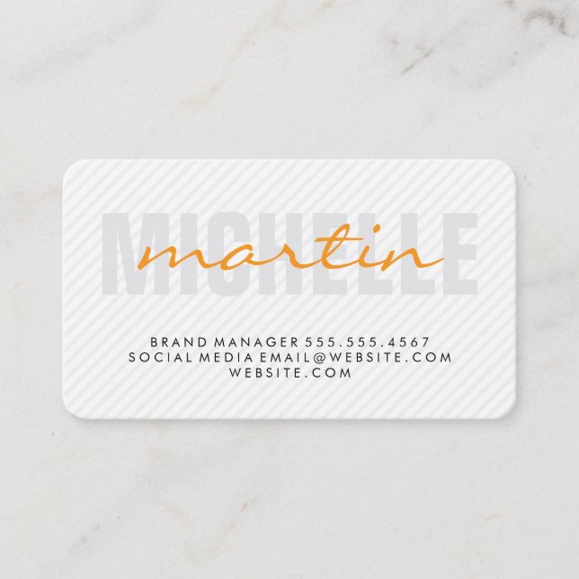 Bold and Cursive Text | Stripes Business Card (Front)