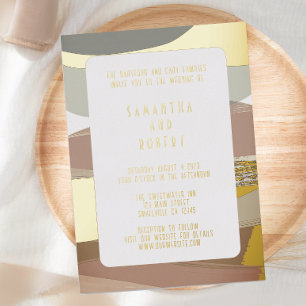 Bold and Edgy Olive Green Wedding Foil Invitation
