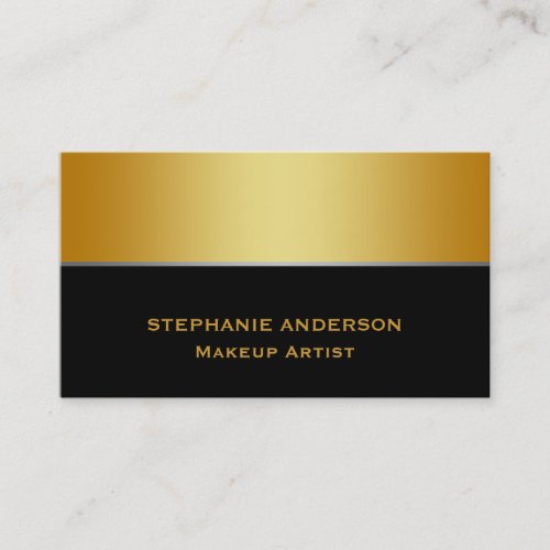Bold and Elegant Black Gold Striped Makeup Artist Business Card
