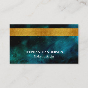 Bold and Elegant Black Gold Striped Makeup Artist Business Card