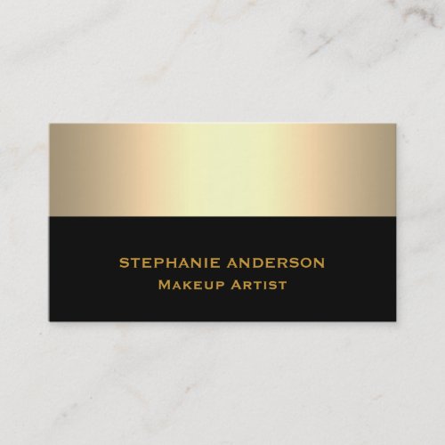 Bold and Elegant Black Gold Striped Makeup Artist Business Card