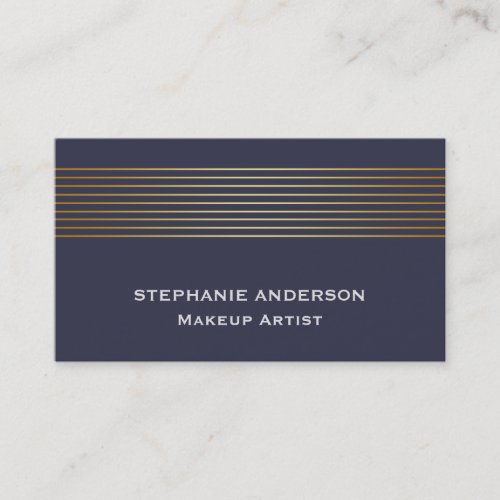 Bold and Elegant Gold Striped Makeup Artist Business Card