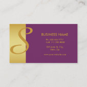 Bold and Elegant Purple Gold Striped Makeup Artist Business Card (Back)