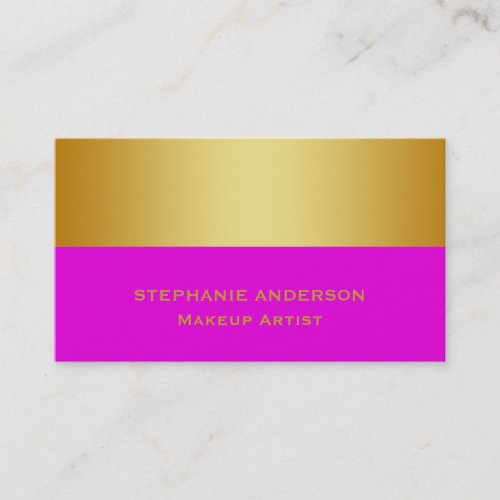 Bold and Elegant Purple Gold Striped Makeup Artist Business Card