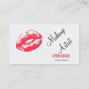 Bold and Elegant Red Lips Makeup Artist Business Card