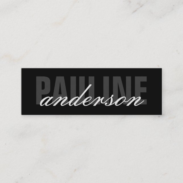Bold and Fancy Text Mini Business Card (Front)