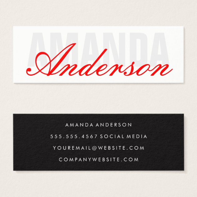 Bold And Fancy Text Mini Business Card