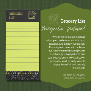 Bold and Fun Grocery List Magnetic Notepad
