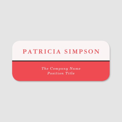 Bold And Modern Cherry Tomato Red and Pearly White Name Tag