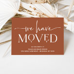 Bold and Modern | Moving Announcement Postcard<br><div class="desc">These seriously modern,  terracotta moving announcements feature elegant,  ornamental white text for a boho new look that is still timeless and classy. A stylish way to let friends and family that you have moved to a new home!</div>