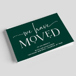 Bold and Modern | Moving Announcement Postcard<br><div class="desc">These seriously modern,  emerald green moving announcements feature elegant,  ornamental white text for a boho new look that is still stylish and classy. A stylish way to let friends and family that you have moved to a new home!</div>