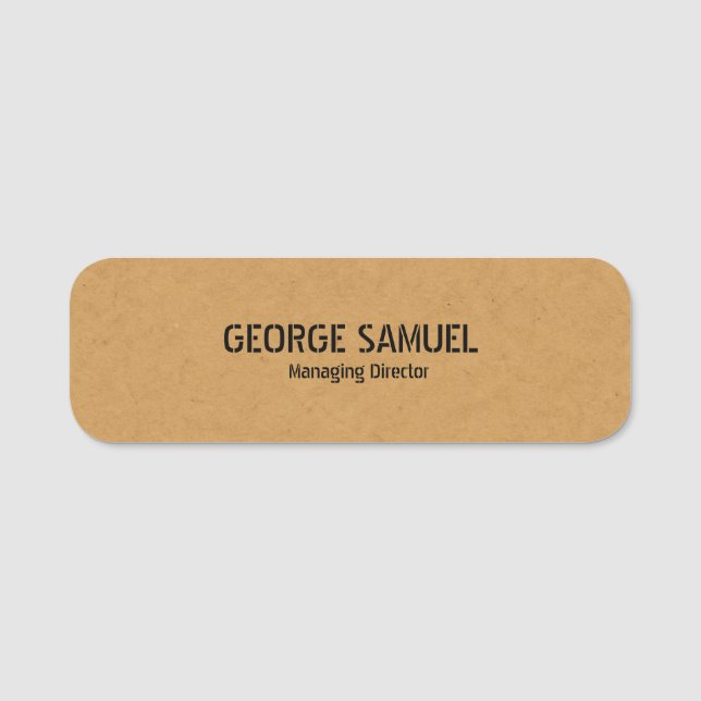 Bold and Molded Construction Business Classic Name Tag (Front)