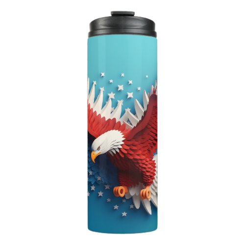 Bold and Patriotic 3D Colorful Eagle Wrap Thermal Tumbler