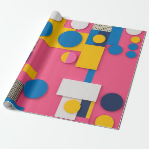 Bold and playful geometric shapes in vibrant color wrapping paper