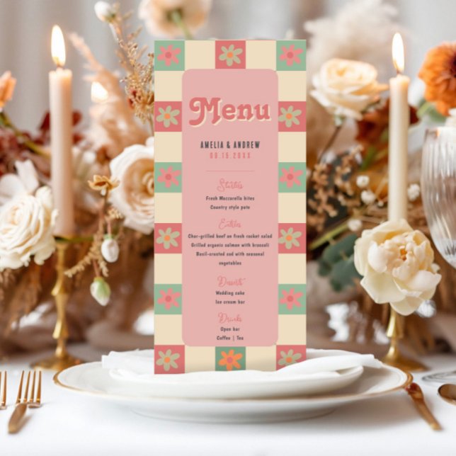 Bold and Retro Groovy Wedding  Menu (Creator Uploaded)
