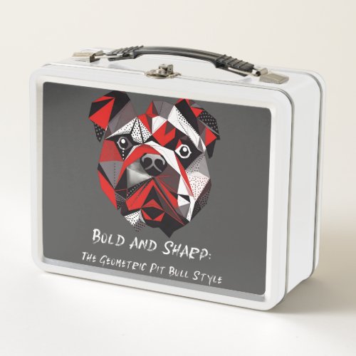 Bold and sharp the Geometric Pit Bull Style Metal Lunch Box