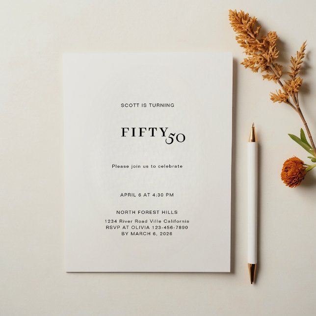 Bold and Simple 50th Birthday Invitation (Creator Uploaded)