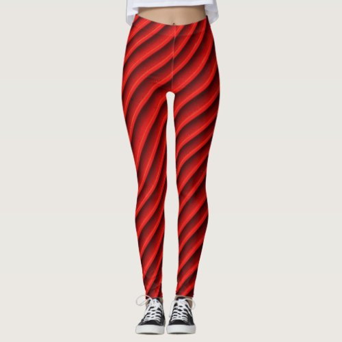 Bold and Striking Red and Black Striped Leggings