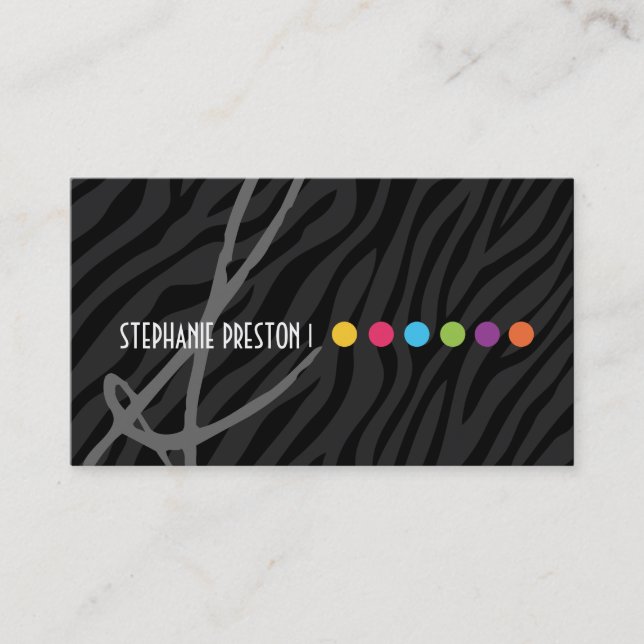 Bold and Stylish Zebra Print Business Card (Front)