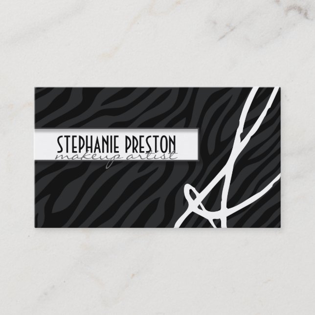 Bold and Stylish Zebra Print Business Card (Front)