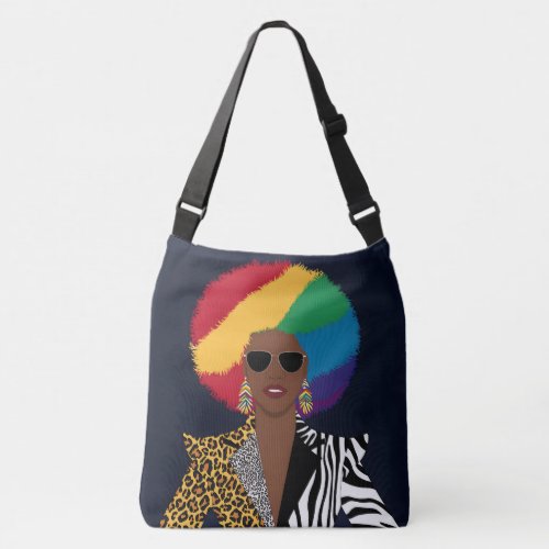 Bold and Vibrant Afro Chic Illustration Crossbody Bag