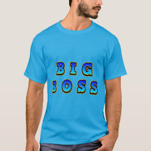 Bold and Vibrant Big Boss Text in Dynamic Blue T-Shirt